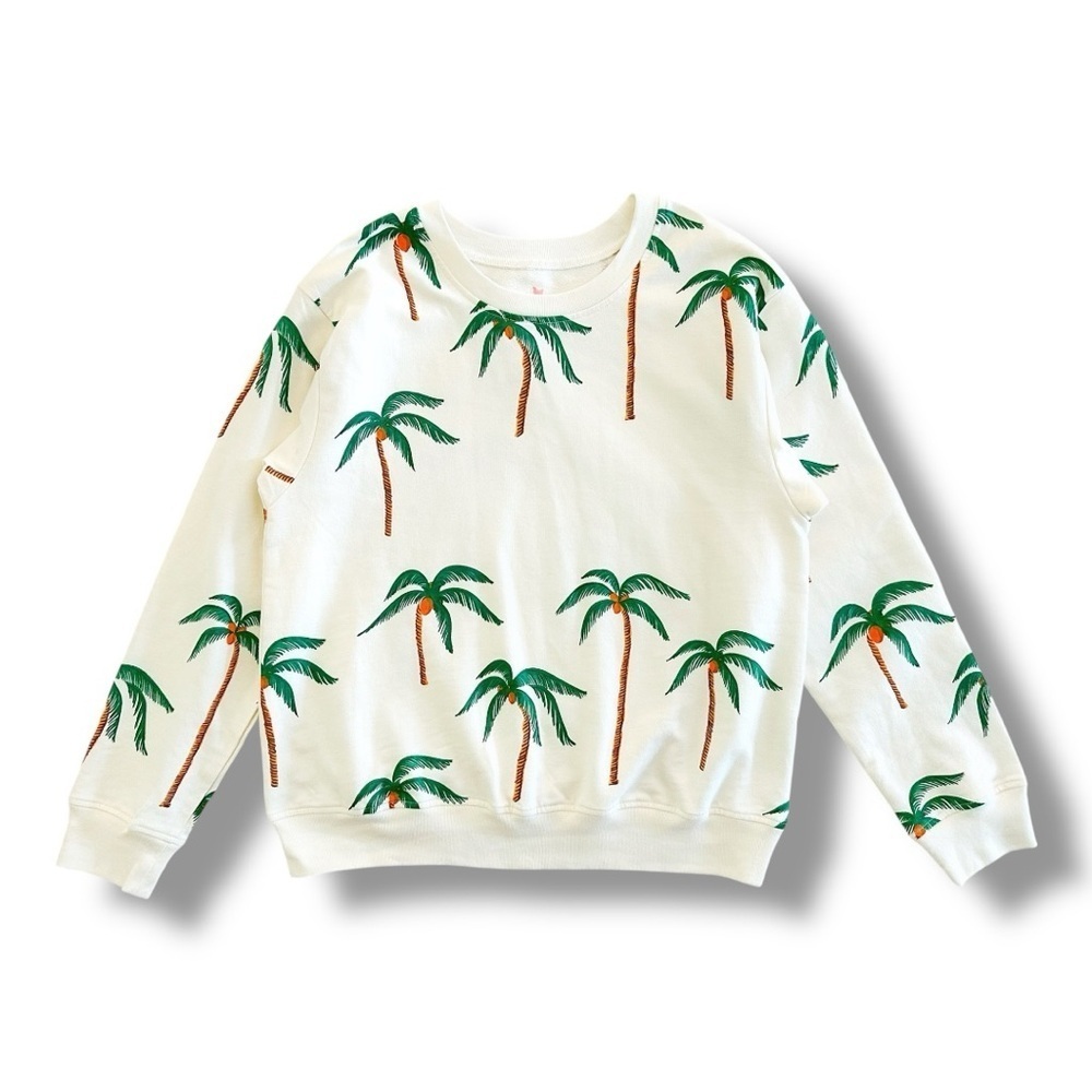 Pink Chicken | Cream Palm Trees Sweatshirt (12 yrs) 🌴